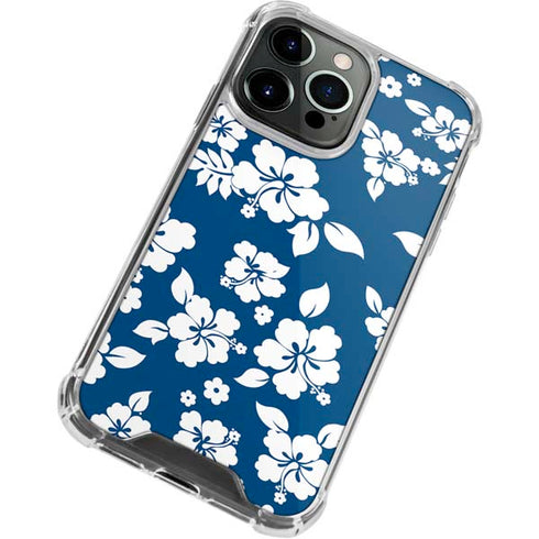 Blue and White iPhone 15 Pro Clear Case